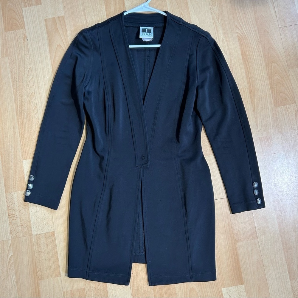 Tadashi Shoji Black Tailored Long Line‎ Stretch Cardigan V-Neck Capsule Wardrobe